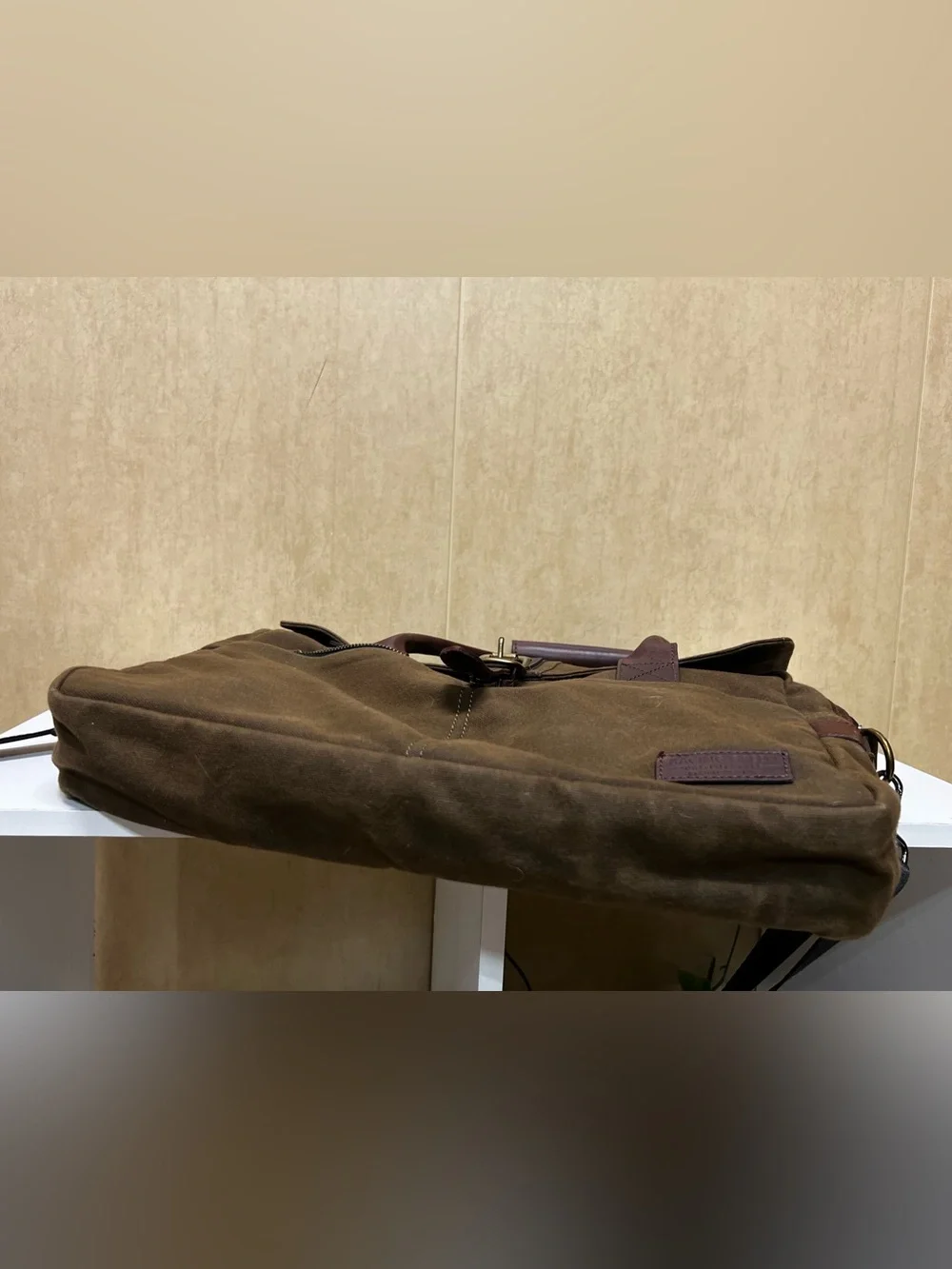 Vintage Racing Green British brown Briefcase messenger bag